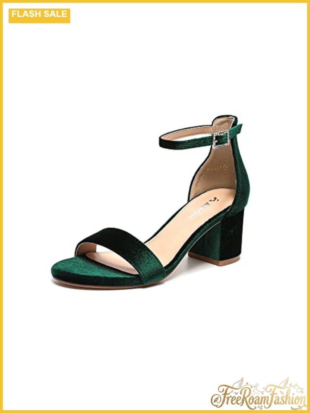Women's 2.5 Inch Block Heel Ankle Strap Dressy Sandals Velvet Open Toe
